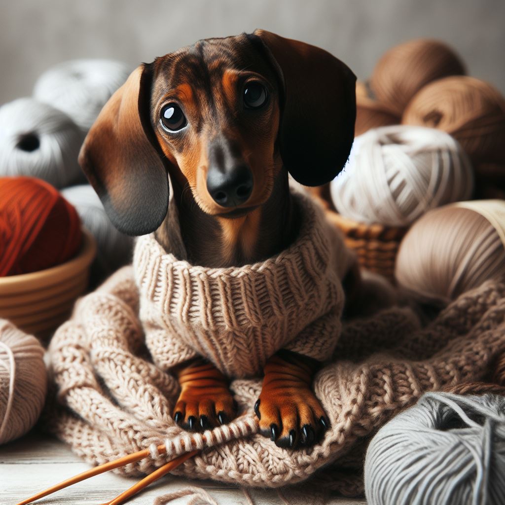 Dachshund wearing a sweater